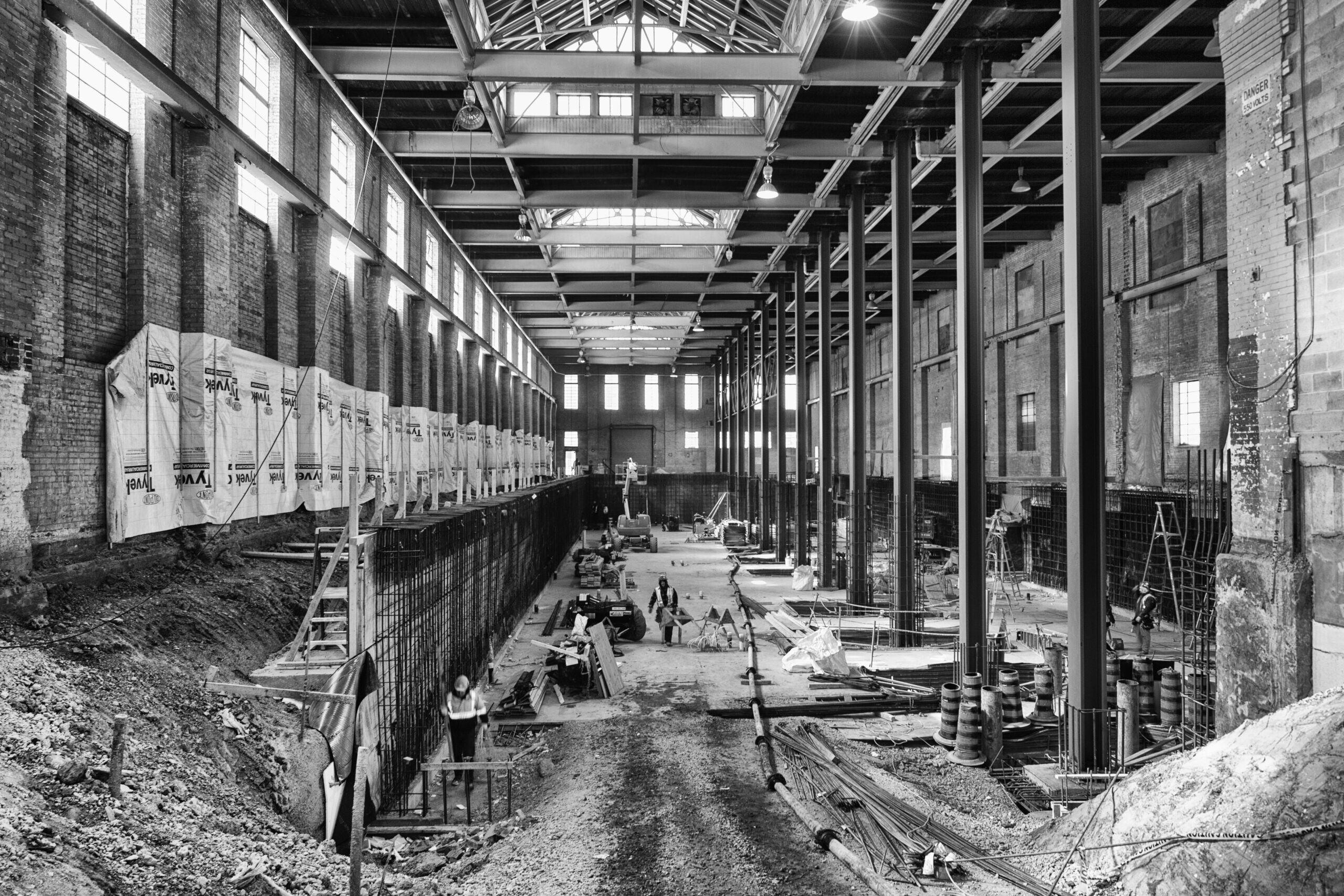 View of the great hall under construction