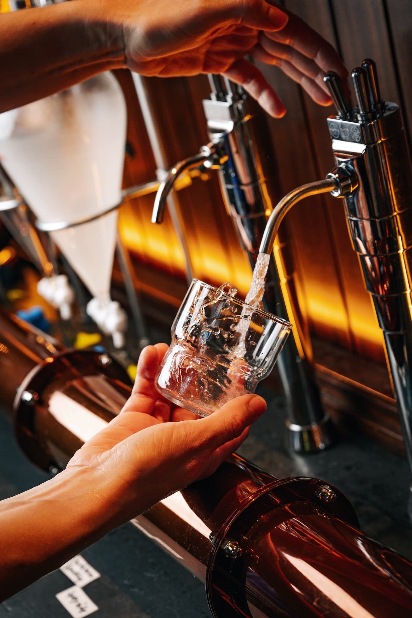 Sparkling water being poured into glass