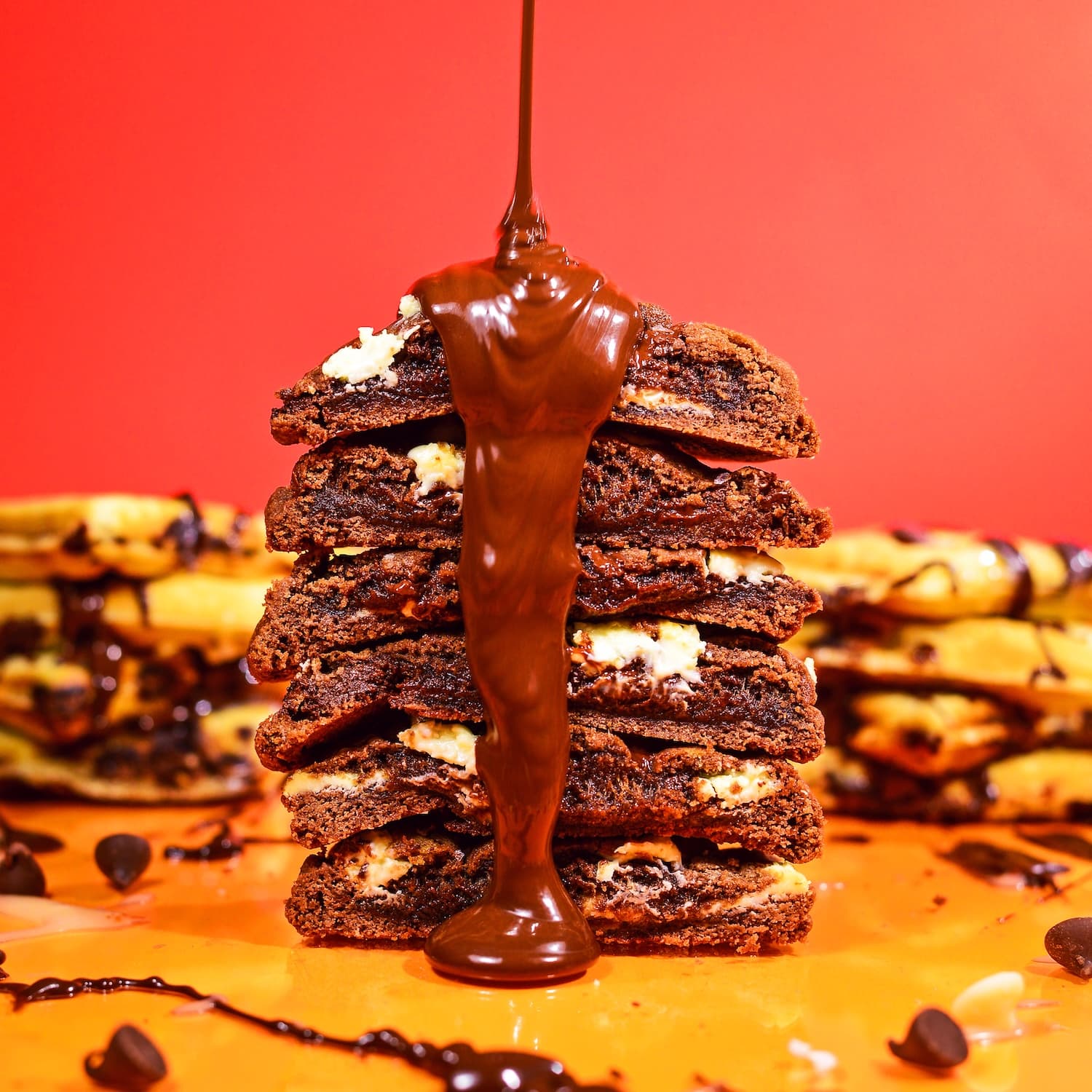 A stack of Belgian chocolate chip cookies