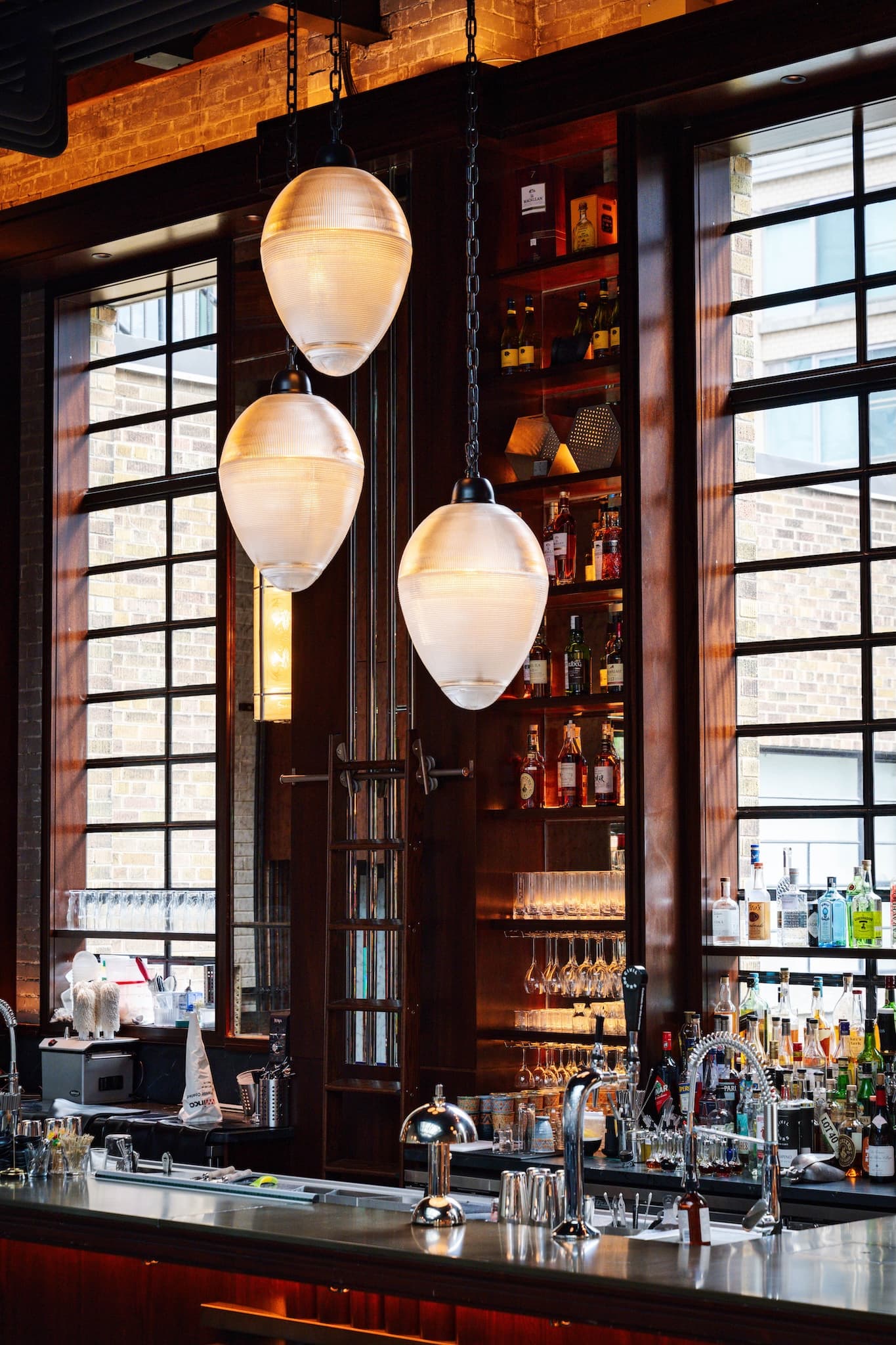 The giant tear-shaped lights at the Civil Works Bar.