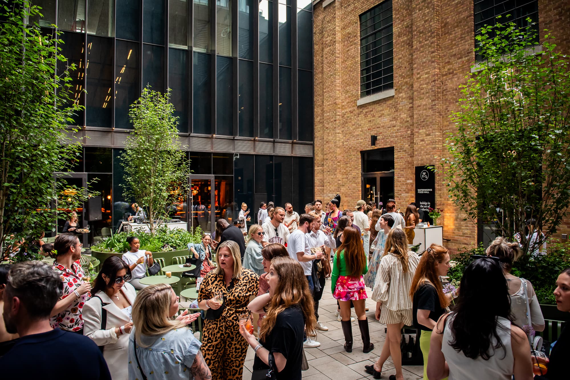 an event in a courtyard patio
